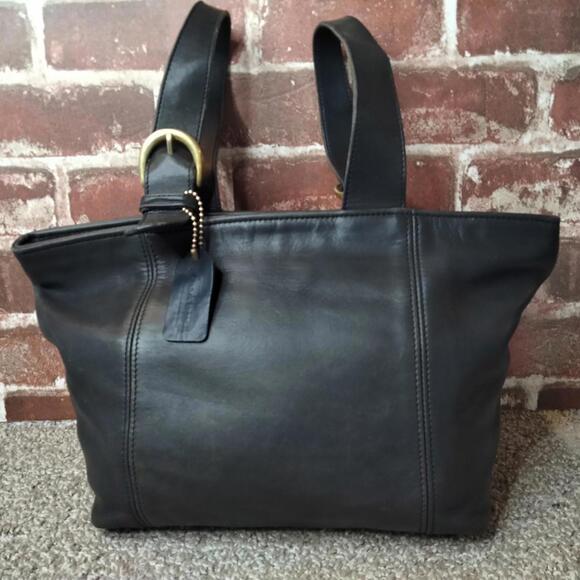 Coach Waverly 4133 Vintage Tote Handbag Black Glovetanned Leather - Picture 2 of 9